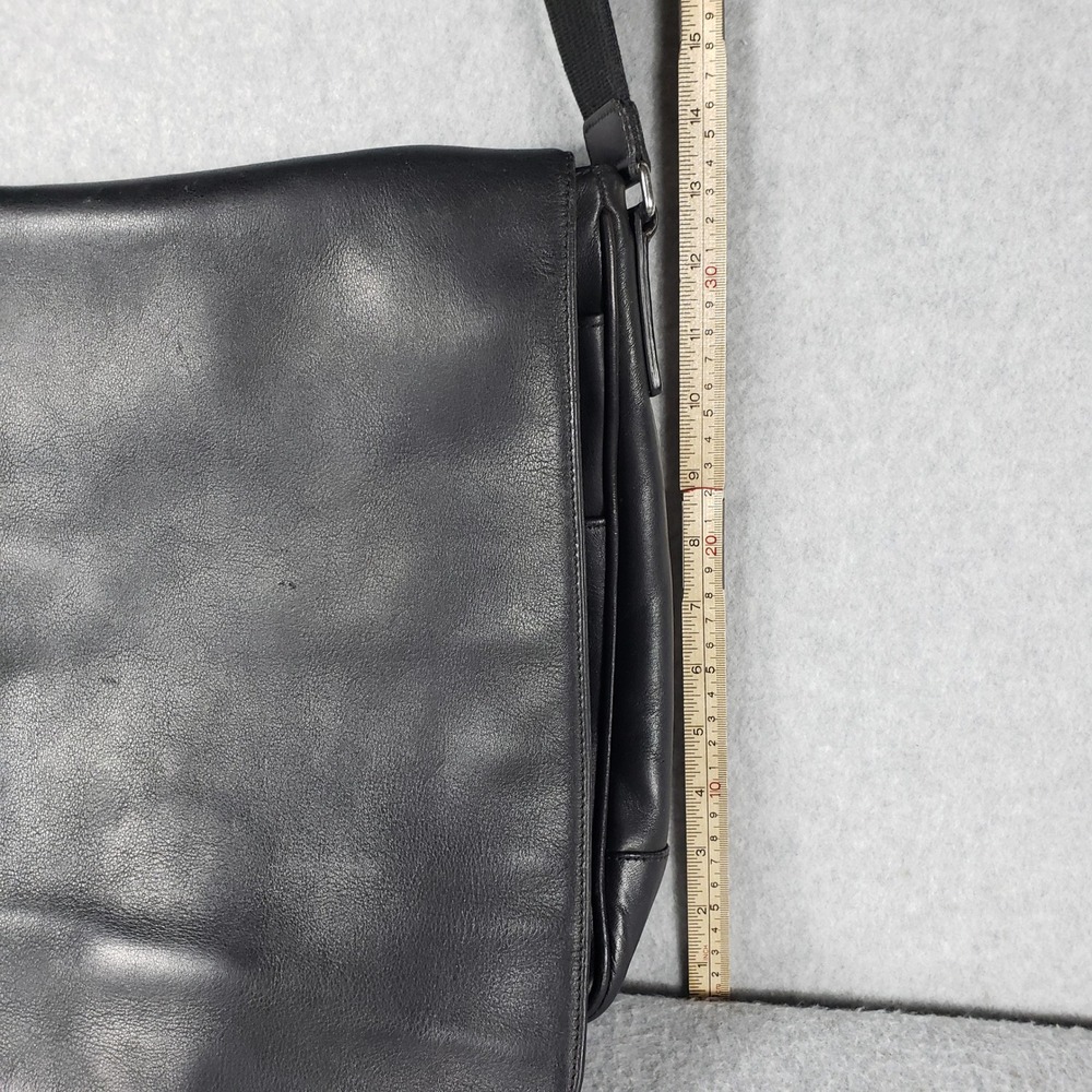 NWT Coach Black Leather Messenger Crossbody Bag Adjustable Strap Buckle Unisex - Picture 10 of 16
